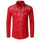 Camisa vaquera occidental para hombre, elegante, bordada, de corte entallado, de manga larga, para fiesta, diseño de marca, camisa con botones para banquetes para hombre