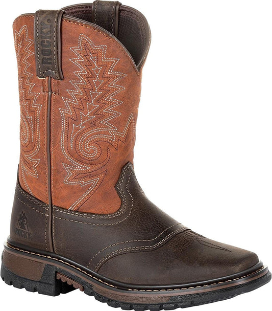 Rocky kids' ride flx western boot, 5.5 Big Kid, Brown Realtree Camo