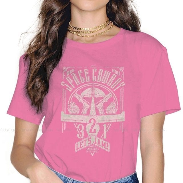 Vintage Space Western T-Shirts for Women – Cowboy Bebop Anime-Inspired Casual Blouses in Harajuku Style