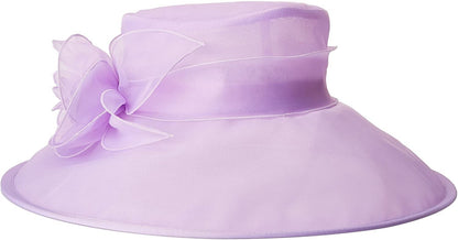 San Diego Hat Company Women's DRS1020 Organza Dress Hat w/Rosette, Pink, One Size