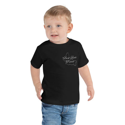 Boys' black short-sleeve T-shirt with small chest logo