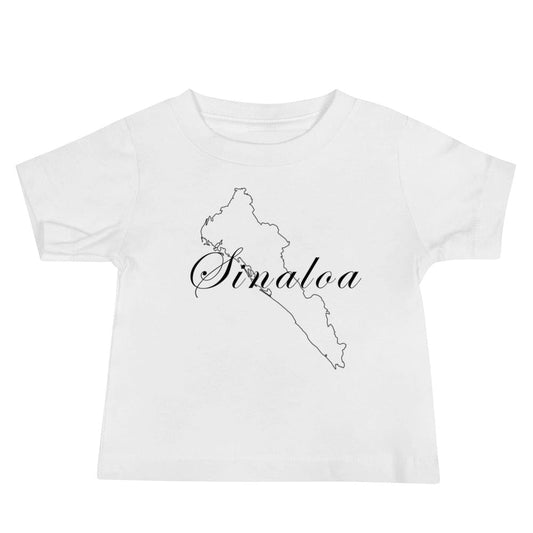 Baby short-sleeve T-shirt in white with Sinaloa state graphic print