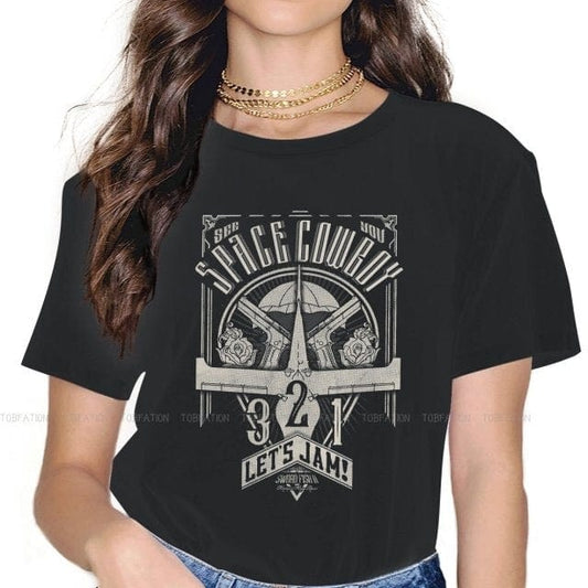 Camisetas femeninas del espacio occidental, camisetas grandes vintage de Cowboy Bebop Anime para mujer, blusas casuales femeninas de Harajuku