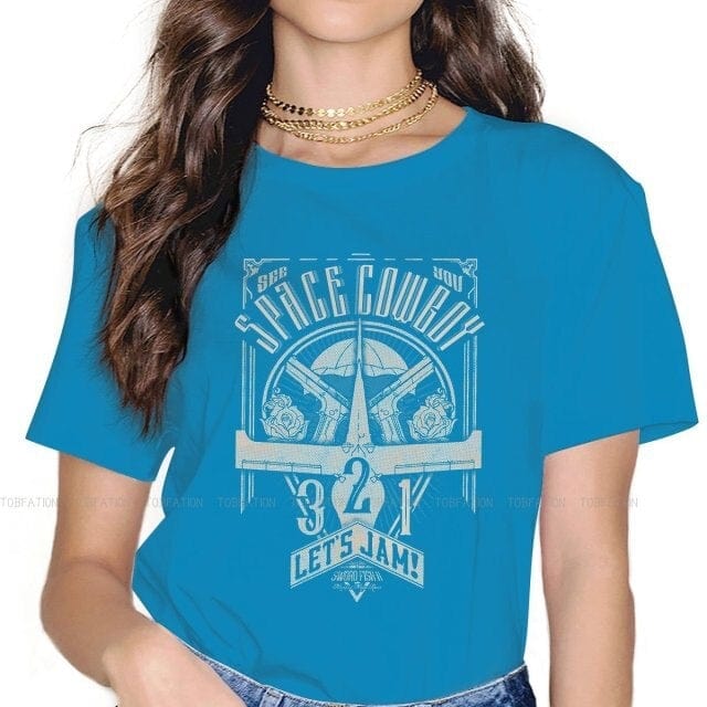 Vintage Space Western T-Shirts for Women – Cowboy Bebop Anime-Inspired Casual Blouses in Harajuku Style