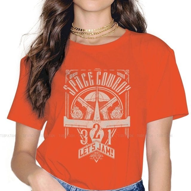Vintage Space Western T-Shirts for Women – Cowboy Bebop Anime-Inspired Casual Blouses in Harajuku Style