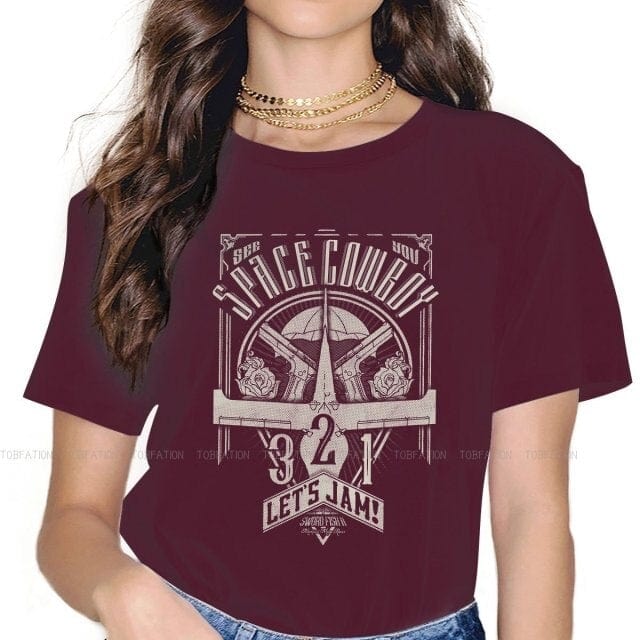 Vintage Space Western T-Shirts for Women – Cowboy Bebop Anime-Inspired Casual Blouses in Harajuku Style