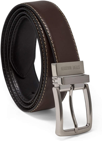 Steve madden men's dress casual every day leather belt, Black, 32