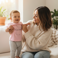 A short-sleeved pink T-shirt for babies with 'Tamaulipas' written in a stylized font resembling a map outline.