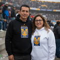 White Tigres UANL hoodie with a hood, featuring a graphic print of the team's logo on the front.