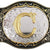 Western Belt Buckle with Gold Letters A-Z, A, One Size