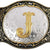 Western Belt Buckle with Gold Letters A-Z, A, One Size