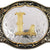 Western Belt Buckle with Gold Letters A-Z, A, One Size