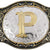 Western Belt Buckle with Gold Letters A-Z, A, One Size