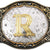 Western Belt Buckle with Gold Letters A-Z, A, One Size