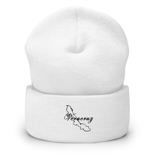 White beanie with 'Veracruz' text embroidered on the cuff.