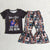 Baby girls graphic T-shirt and western bell pants set, dark and multicolor photo print
