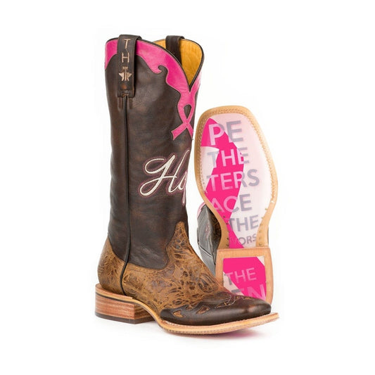 Botas con lazo rosa para concienciar sobre el cáncer de mama para mujeres