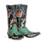 Women Rivet Side Zipper Boots, Green, 9-9.5