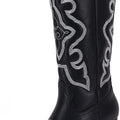 Women's embroidered pointed toe western medieval retro cowboy boots by vetaste