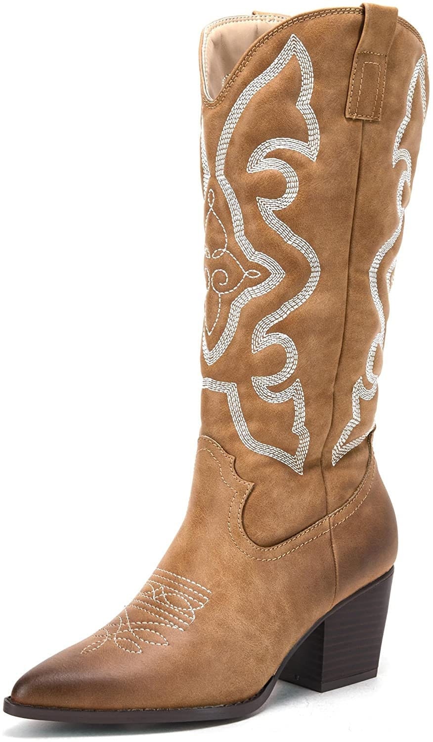 Women's embroidered pointed toe western medieval retro cowboy boots by vetaste