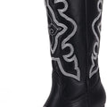 Women's embroidered pointed toe western medieval retro cowboy boots by vetaste