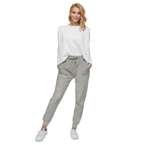 Carbon gray sweatpants with drawstring waist and tapered ankle cuffs