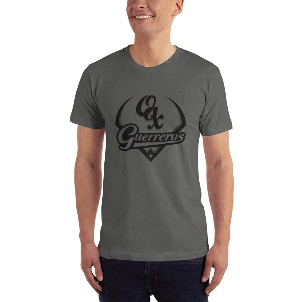 Asphalt unisex jersey T-shirt with front Guerreros logo, crew neck, short sleeves