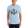 Light blue unisex jersey T-shirt with crew neck and “Guerreros” chest graphic