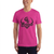 Magenta unisex jersey T-shirt with crew neck and “Guerreros” chest graphic