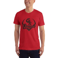 Red unisex jersey T-shirt with crew neck and “Guerreros” chest graphic