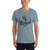 Blue-gray unisex jersey T-shirt with crew neck and “Guerreros” chest graphic