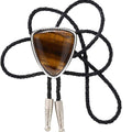 KDG Triangle Nature Agate Shape Bolo Tie Western Cowboy Celtic Black Stone Necktie For Men