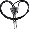 KDG Triangle Nature Agate Shape Bolo Tie Western Cowboy Celtic Black Stone Necktie For Men