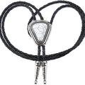 KDG Triangle Nature Agate Shape Bolo Tie Western Cowboy Celtic Black Stone Necktie For Men