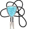 KDG Triangle Nature Agate Shape Bolo Tie Western Cowboy Celtic Black Stone Necktie For Men