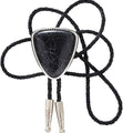 KDG Triangle Nature Agate Shape Bolo Tie Western Cowboy Celtic Black Stone Necktie For Men