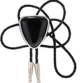 KDG Triangle Nature Agate Shape Bolo Tie Western Cowboy Celtic Black Stone Necktie For Men