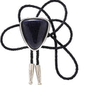 KDG Triangle Nature Agate Shape Bolo Tie Western Cowboy Celtic Black Stone Necktie For Men