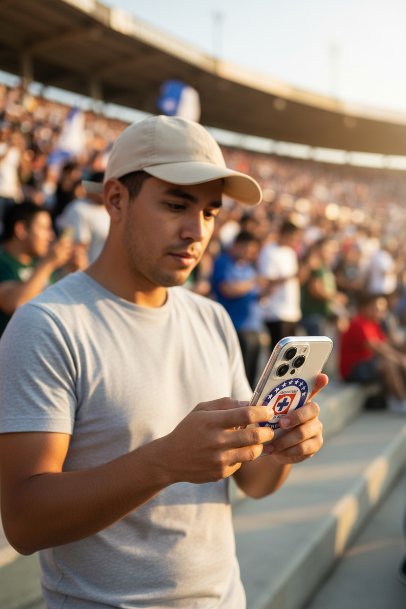iPhone case featuring the Deportivo Cruz Azul Mexico logo on a clear background.
