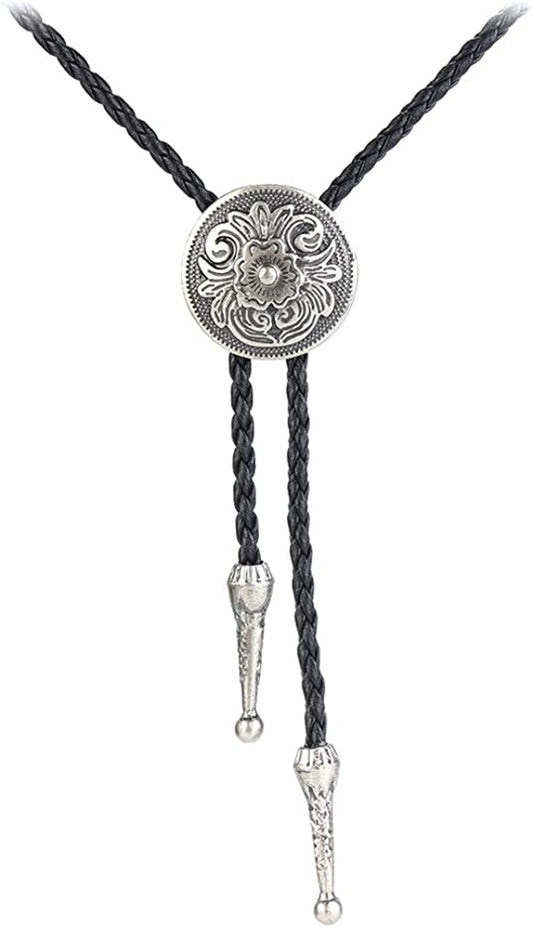 GelConnie Native American Bolo Tie Rodeo Cowboy Leather Necktie Western Necklace Costume Accessories for Men,Women