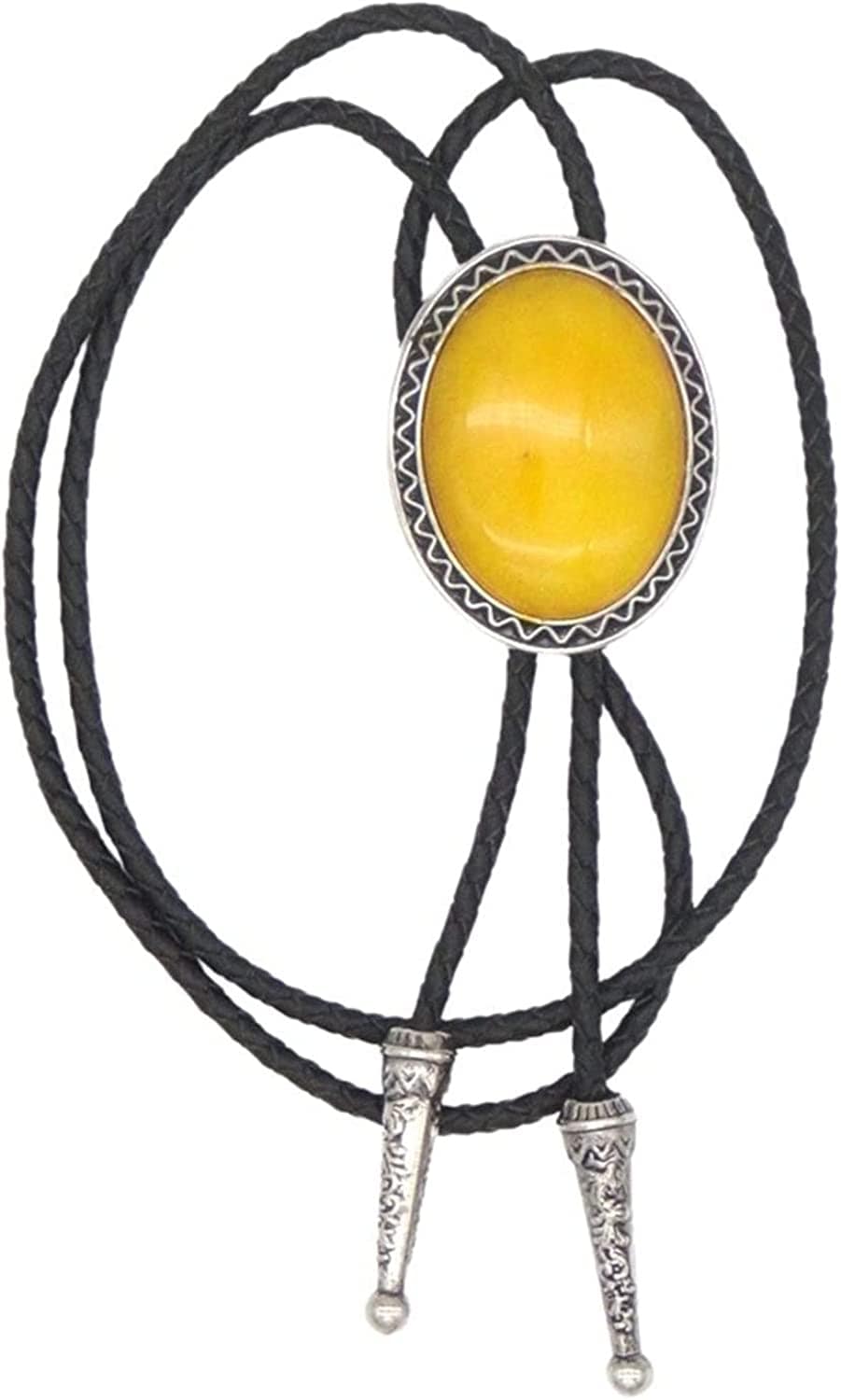 KeCol Fashion Western Native American Handmade Bola tie Vintage Emerald Stone Bolo Tie, Black, One Size