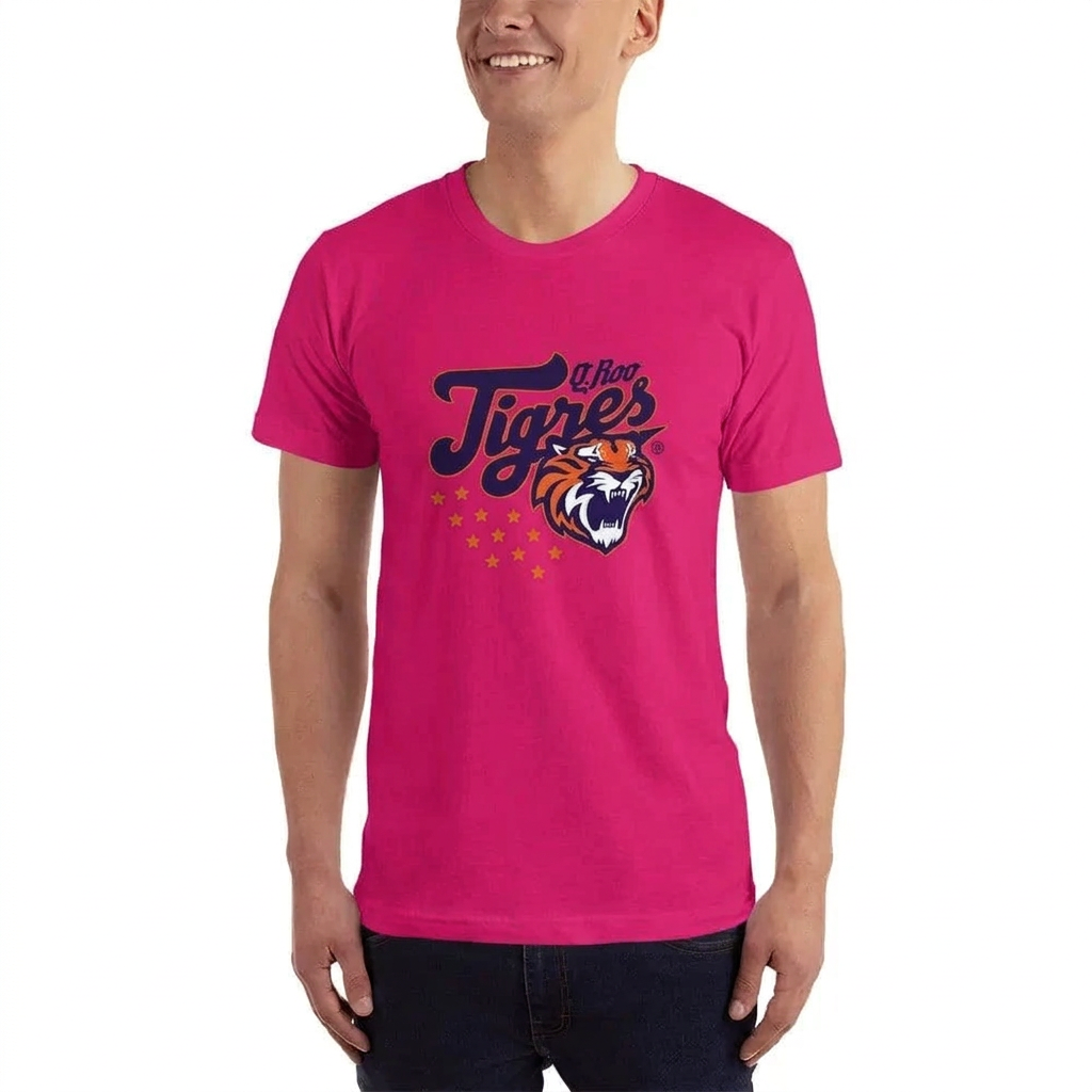 Fuchsia T-shirt with Tigres logo on the front