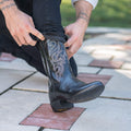 Botas de media pantorrilla con punta redonda y diseño de Milwaukee para hombre de Dan Post Boots, color negro