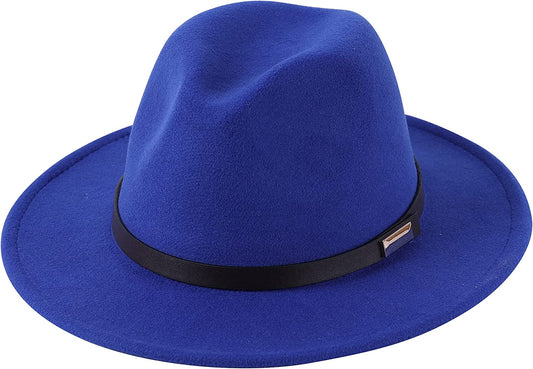 Sombrero de Panamá de ala ancha retro para mujer de Lanzom, sombrero Fedora de lana con hebilla de cinturón