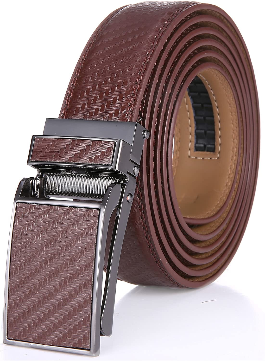 Marino Avenue Men’s Genuine Leather Ratchet Dress Belt with Linxx Buckle   Gift Box