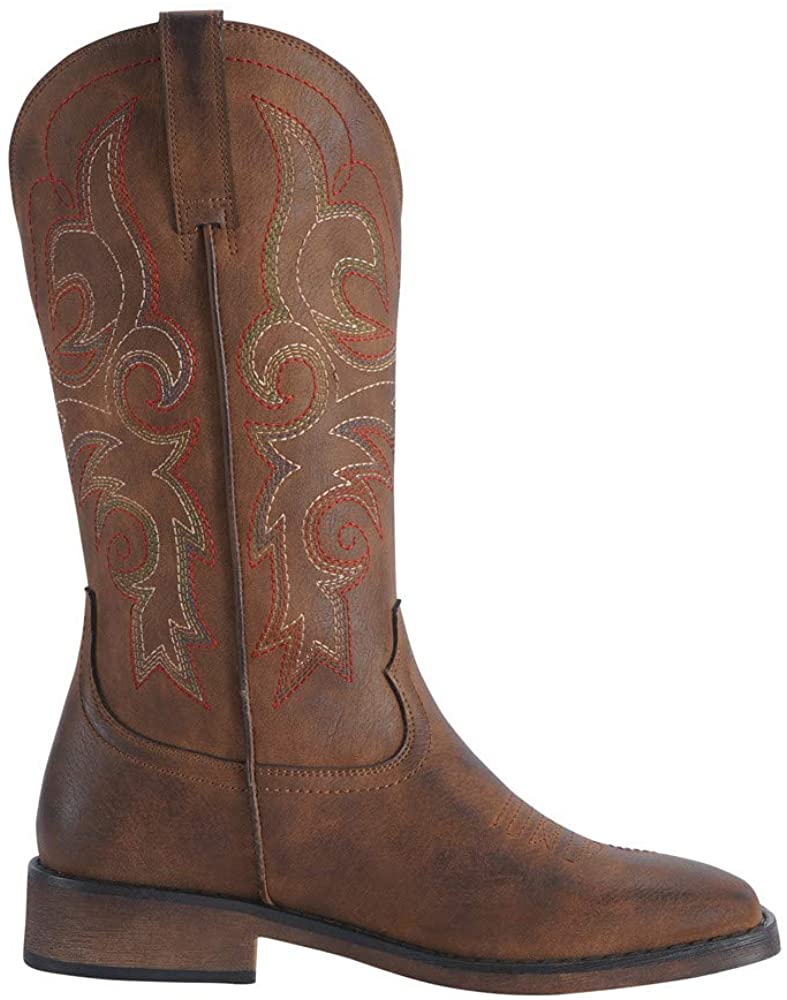 Botas vaqueras estilo western para mujer de SheSole, con punta cuadrada ancha y media pantorrilla