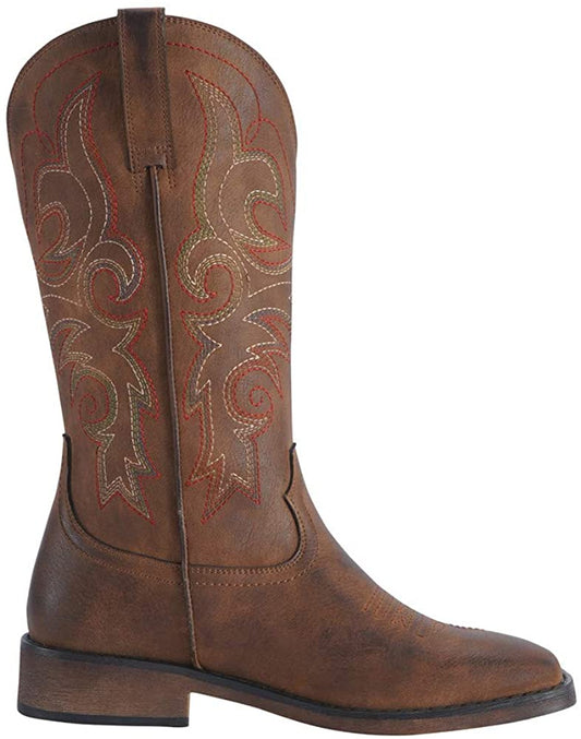 Botas vaqueras de estilo western para mujer de Shesole, con punta cuadrada ancha y media pantorrilla