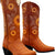 Simpok Women'S Retro Western Cowboy Boots Butterflies Embroidered Mid Calf Chunky Heel Boots , Brown, 5.5