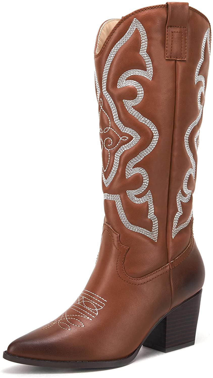 Women's embroidered pointed toe western medieval retro cowboy boots by vetaste