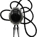 Moranse Bolo Tie With Emerald Blue and Black or More Colors Stone Celtic Style Genuine and Cowhide Rope